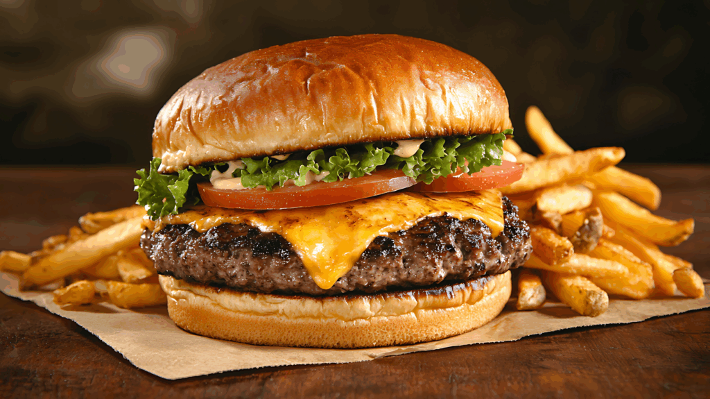 homemade Cheeseburger and Fries recipe