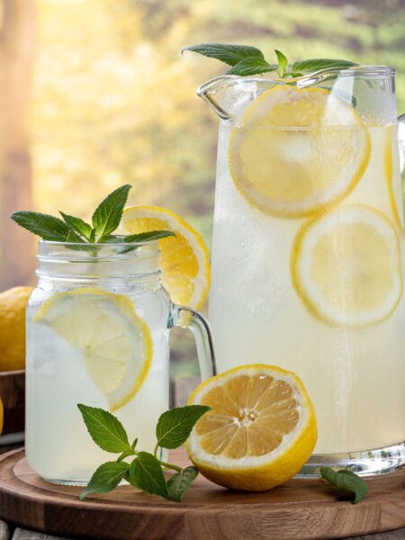 homemade lemonade recipe in glass