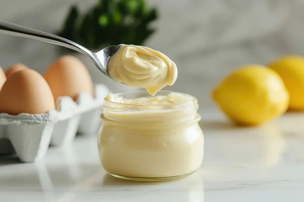 Homemade Mayonnaise recipe in a small jar