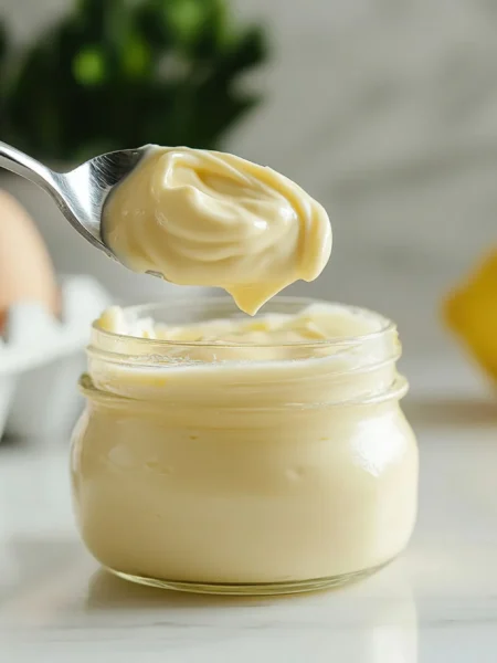 Homemade Mayonnaise recipe in a small jar
