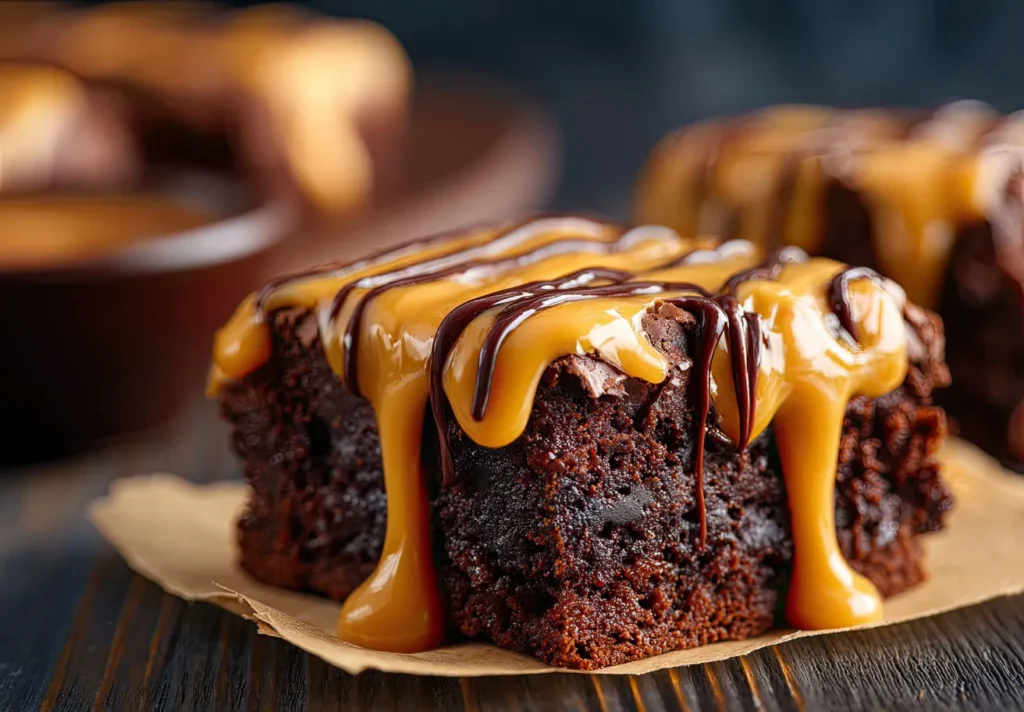 Chocolate Brownies covered with Salted Caramel